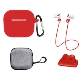 Cumpara ieftin Set extins 5 in 1 marca THD pentru protectia castilor Apple Airpods 3, culoarea rosu