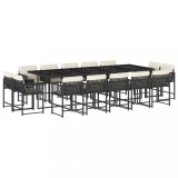 Cumpara ieftin Set mobilier de gradina cu perne, 15 piese, negru, poliratan