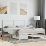 Cadru de pat metalic cu tablie, alb, 135x190 cm GartenMobel Dekor, vidaXL