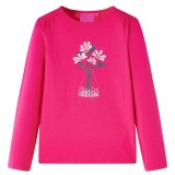 Tricou pentru copii cu m&acirc;neci lungi, roz aprins, 128