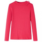 Tricou pentru copii cu m&acirc;neci lungi, roz aprins, 128, vidaXL