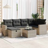 VidaXL Set canapele de grădină cu perne, 7piese gri deschis poliratan 3325398