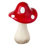 Ciupercă decorativă din ceramică pentru grădină, 14x14x21cm, Roșu cu alb, CMCLASS