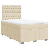 Cumpara ieftin Pat continental cu saltea, crem, 120x190 cm, textil