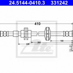 Conducta / cablu frana RENAULT LAGUNA III (BT0/1) (2007 - 2016) ATE 24.5144-0410.3