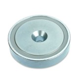 Magnet neodim oală D 75 mm cu gaură și șanfren
