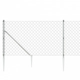 Gard plasa de sarma cu tarusi de fixare, argintiu, 0,8x10 m GartenMobel Dekor, vidaXL