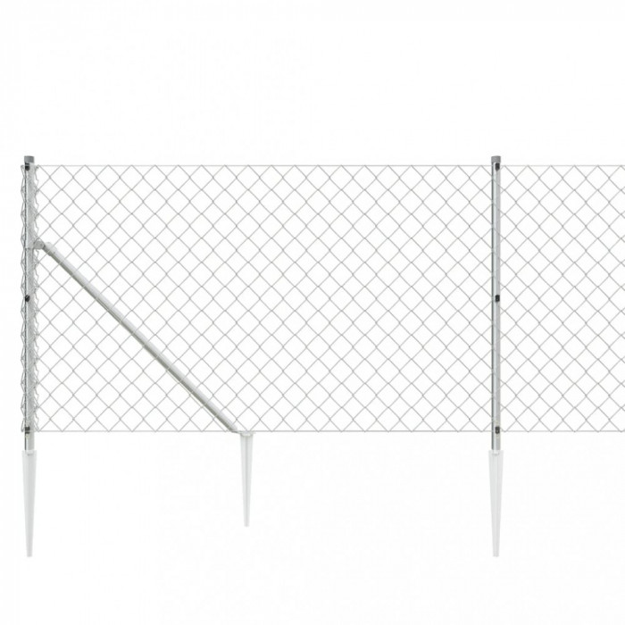 Gard plasa de sarma cu tarusi de fixare, argintiu, 1x25 m GartenMobel Dekor