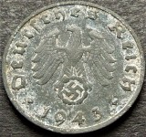 Cumpara ieftin Moneda istorica 1 REICHSPFENNIG - GERMANIA NAZISTA, anul 1943 B * cod 3539, Europa, Zinc