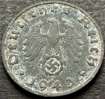Moneda istorica 1 REICHSPFENNIG - GERMANIA NAZISTA, anul 1943 B * cod 3539 foto