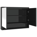 Cumpara ieftin Dulap de baie cu oglinda, negru stralucitor, 80x15x60 cm, MDF