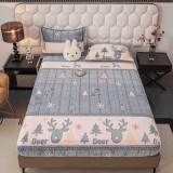 Cumpara ieftin Husa de Pat Cocolino cu Elastic si 2 Fete de Perna 50x70cm,180x200cm,Gri Crem cu Reni-D160