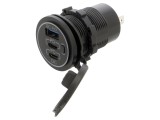 Alimentator USB cu 2 socluri USB C și USB A pentru auto - negru