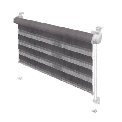 Stor Gardinia, Mini Zebra, poliester, gri, zi - noapte, dimensiuni material 72.5 x 150 cm foto