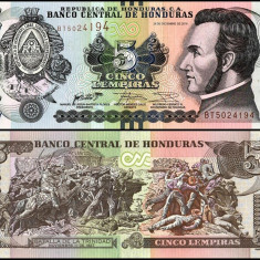 HONDURAS █ bancnota █ 5 Lempiras █ 2016 █ P-98c █ UNC █ necirculata