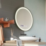 Oglinda LED Touch NOVARA Sistem Dezaburire, Ceas si Temperatura 80 cm Rama Negru Brushed ModernLight Concept