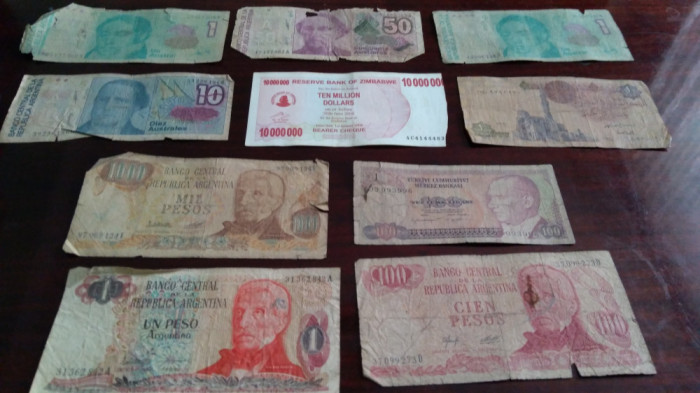 10 bancnote rupte, uzate, cu defecte (cele din imagine) #32