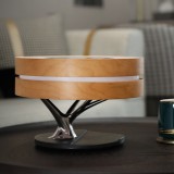 Cumpara ieftin Lampa smart ZYTEQ pentru birou si noptiera cu LED, incarcare wireless Qi, difuzoare BT TWS, USB-C, reglaj luminozitate, mod somn, pentru Android/iOS