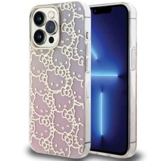 Husa pentru iPhone 14 Pro - Hello Kitty Hardcase IML Gradient Electrop Crowded Kitty Head (HKHCP14LHCHPEP) - Pink
