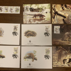 macau - pangolin - serie 4 timbre MNH, 4 FDC, 4 maxime, fauna wwf