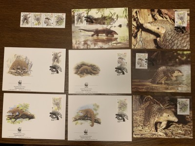 macau - pangolin - serie 4 timbre MNH, 4 FDC, 4 maxime, fauna wwf foto