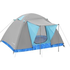 Cort camping iglu, 4 persoane, impermeabil, plasa anti-insecte, 240x210x130 cm, gri Household NewTrend