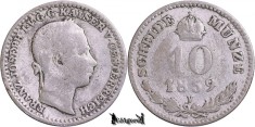 1859 V, 10 Kreuzer - Francisc Iosif I - Imperiul Austriac | KM 2204 foto