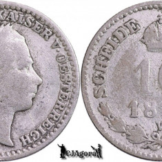 1859 V, 10 Kreuzer - Francisc Iosif I - Imperiul Austriac | KM 2204