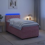 Cumpara ieftin Pat boxspring cu saltea cu benzi LED Roz 80 x 200 cm Catifea