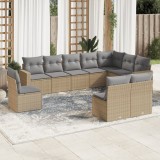 Gossi set canapele de gradina cu perne, 10 piese, bej, poliratan