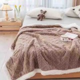 Cumpara ieftin Patura cocolino 200x230cm,tip tricotaj cu blanita,maro-F035