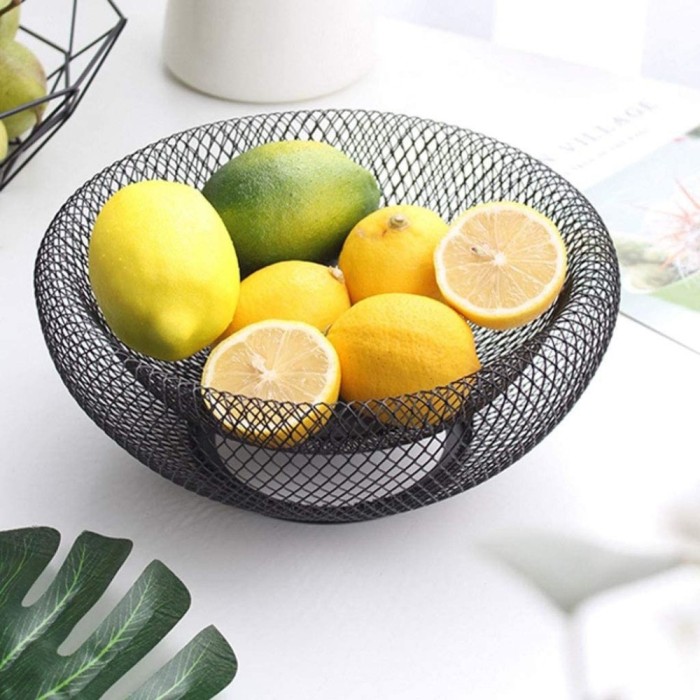 Cos Fructe Metalic Negru, &Oslash; 30 cm - Design Modern