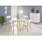Masa extensibila living si bucatarie HM Ruben, lemn masiv, blat MDF, ovala, 6 persoane, 102-142x102x73 cm, alba