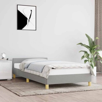 vidaXL Cadru de pat fără saltea, gri deschis, 100x200 cm, textil foto