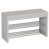 Cumpara ieftin Bancuta cu polite incaltaminte alb crom Lusia 80x30x47 cm