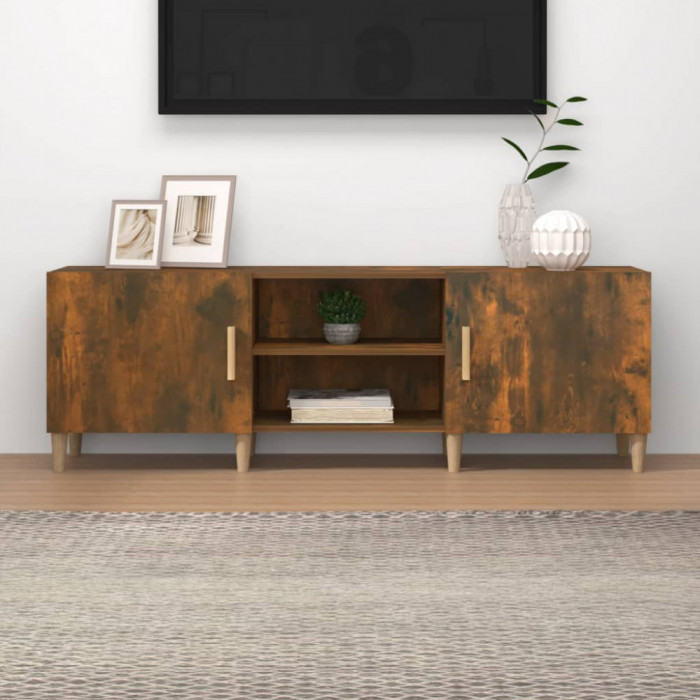 Comoda TV, stejar fumuriu, 150x30x50 cm, lemn prelucrat GartenMobel Dekor