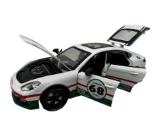 Macheta Auto Porsche Panamera Racing alb cu fum 1:24 metal lumini si sunete usi capota portbagaj deschise