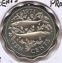 Bahamas 10 Cents 1971 - Elisabeta a II-a, PROOF, Cupru-nichel, 23,5 mm, KM-18 UNC !!!