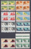 ROMANIA 1962 LP 544 PESCUITUL SPORTIV BLOCURI DE 4 TIMBRE MNH