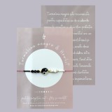 Bratara reglabila din turmalina neagra si howlit cu element Yin Yang din sidef