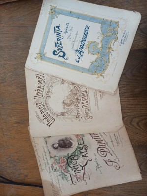 LOT 3 PARTITURI MUZICALE, FRUMOASE, CCA 1900 * PRIMELE COPERTI, LITO foto