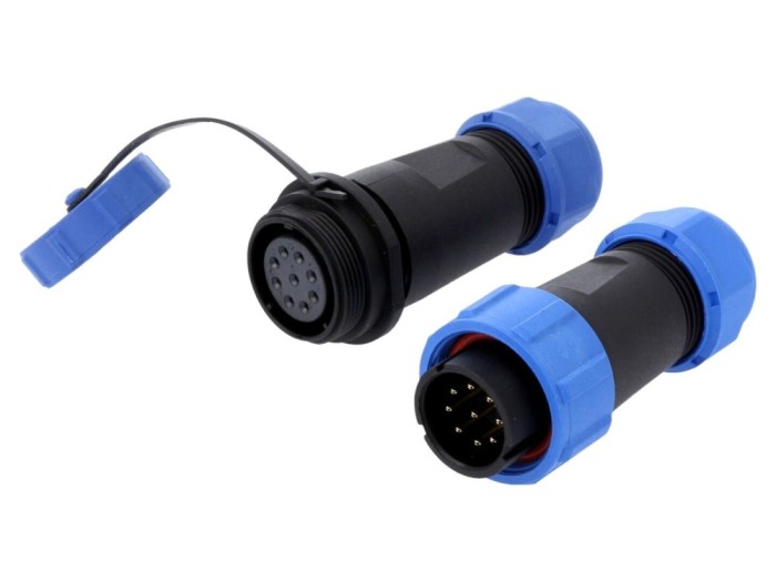 Conector circular 9 pini IP67, pe cablu