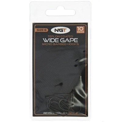 NGT Teflon Coated Wide Gape Hooks Size 8 foto