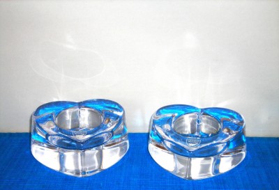 Suporturi cristal pentru lumanari set - My Heart - design Lars Hellsten Orrefors foto