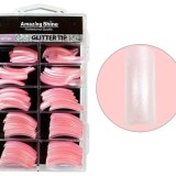 Cumpara ieftin Tipsuri cu sclipici, 100 buc &ndash; roz (218), AMAZING SHINE
