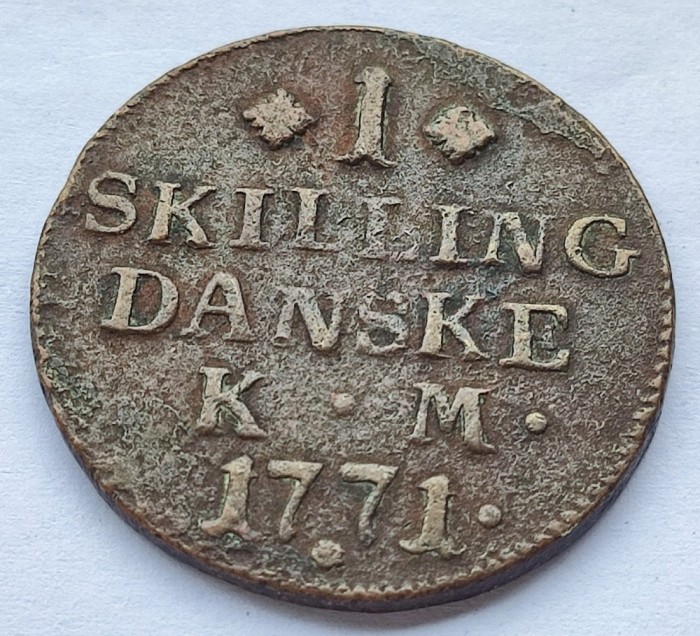 397. Moneda Danemarca 1 skilling 1771