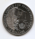 Barbados 5 Dollars 1995 - Elizabeth II (ONU) Cupru-nichel, 38.6 mm KM-62 aUNC, America de Nord