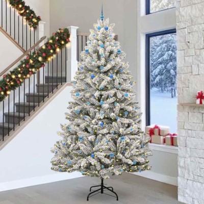 vidaXL Brad de Crăciun artificial Verde și alb 300 cm PVC și Metal 3395791 foto