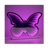 Lampa LED Infinity Mirror Fluture Fucsia Negru, 25 x 6 x 19.5cm &ndash; Decor modern cu efect 3D