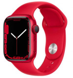 Smartwatch Apple Watch S7 GPS, Retina LTPO OLED, Bluetooth, Wi-Fi, Bratara Silicon 41mm, Carcasa Aluminiu, Rezistent la apa (Rosu)